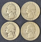 4-Coin Lot of 1940s Washington Silver Quarters – (1) 1943, (1) 1944, (2) 1946