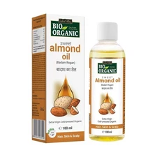 INDUS VALLEY Bio Organic Cold Pressed Almond Oil for Soft & Shiny Hair 100ml