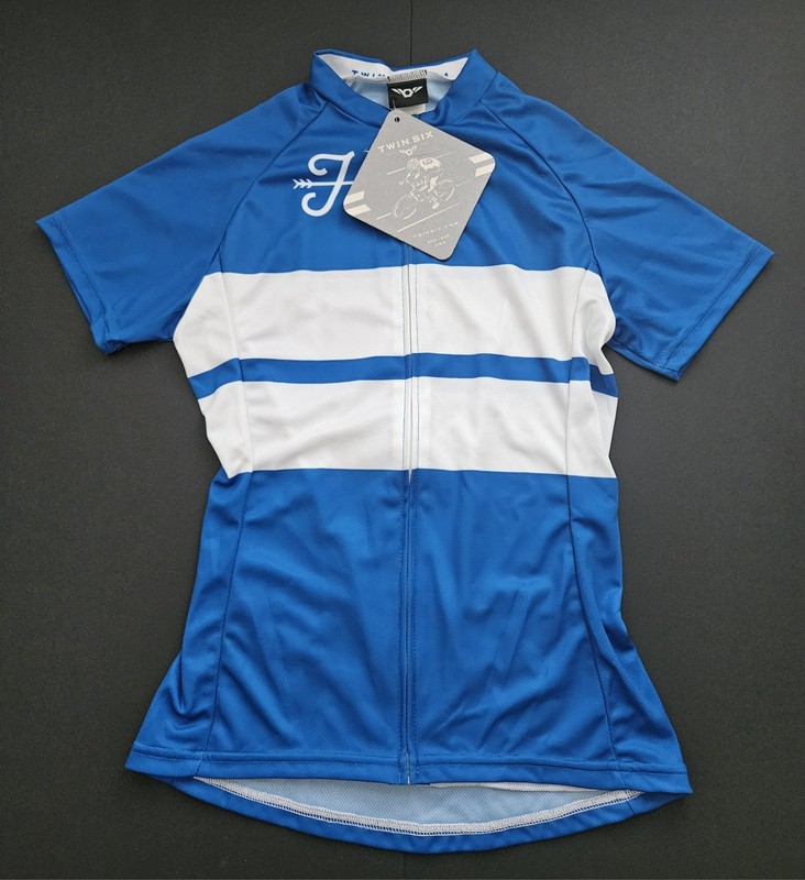 Twin Six Women's Cycling Jersey, Blue/White, Small