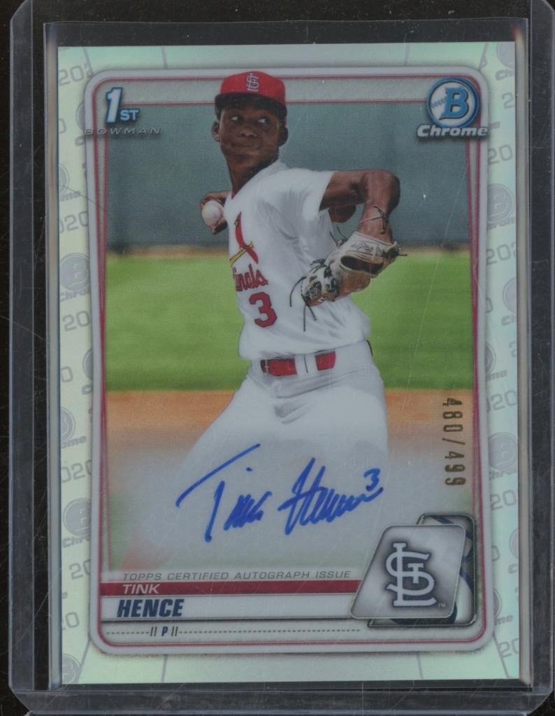 2020 Bowman Draft Chrome TINK HENCE 1st Prospect Refractor Auto /499 JA541