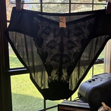 Christian Dior Intimates Vintage 70s Black Sheer Hi Cut Thigh Panty Panties M