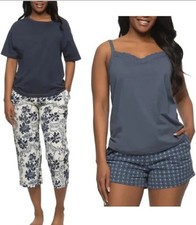 Felina Women's 4-Piece 100 Cotton Sleep Set, Navy/Indigo, XXL