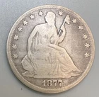 1877 P Seated Liberty Half Dollar Stars & Motto - Silver 50c Coin