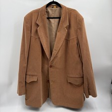 Vintage Pioneer Wear Tan Corduroy Western Blazer 52L Elbow Patches Made in USA