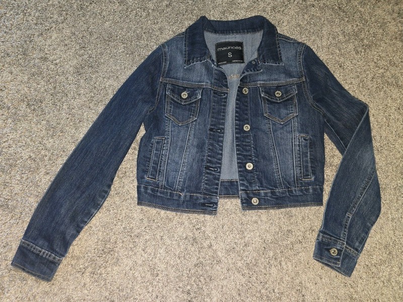 Womens Small Maurices Brand Blue Jean Denim Long Sleeve Jacket