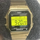 Vintage Timex Indiglo Gold Tone Digital Watch WR30M Works New Battery 90s