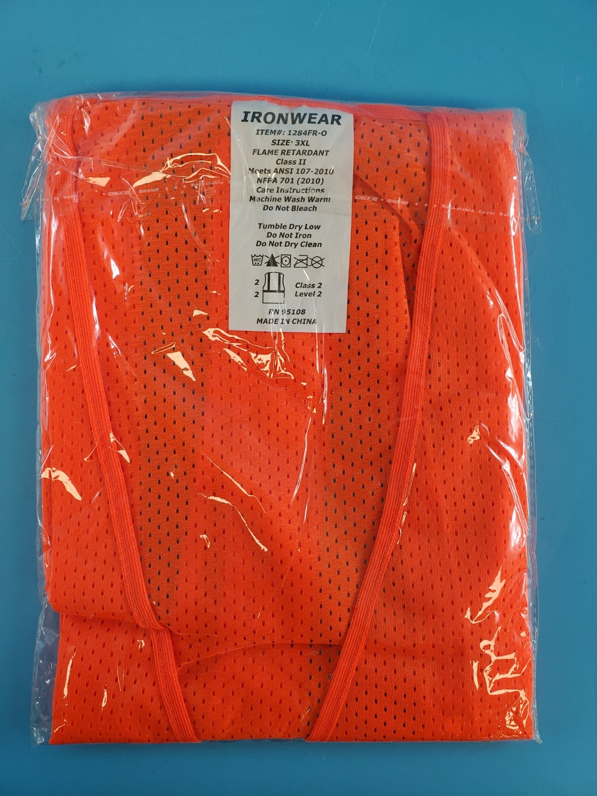 Lot of 10 IRONWEAR SAFETY VEST 1284FR-O Size-3XL,  5-POCKET HI VISIBILITY - second product detail image