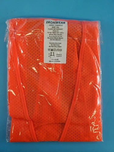 Lot of 10 IRONWEAR SAFETY VEST 1284FR-O Size-3XL,  5-POCKET HI VISIBILITY image 2