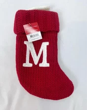 New Wondershop Red Mini 8” Christmas Knit Stocking Initial Letter “M”