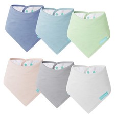 6 PCS SuperSoft Baby Bandana Drool Bib Premium Bamboo Adjustable Snap Infant