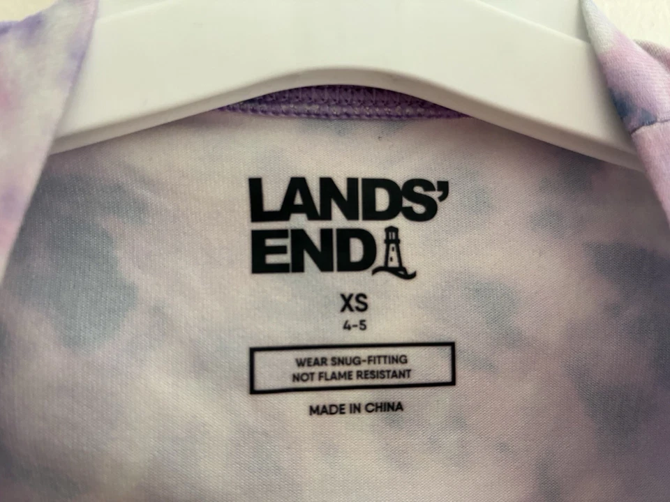 Lands' End Kid Girls Soft Tie Dye Polyester Long Sleeve Crewneck Shirt Purple XS - Image 2 of 4