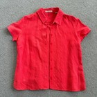 Red Regatta Petite linen blend short sleeve button up blouse Sz 12
