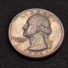 1936-S Washington Quarter Toning  VF++ 90% Silver