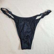 Victoria's Secret Electric Orchid Shine Strap Brazilian Medium Blue Satin Floral