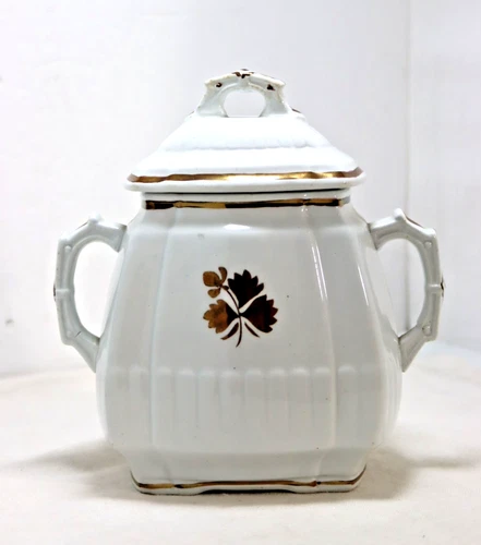 Mellor Taylor & Co England Tea Leaf Sugar Bowl Covered Oversized Copper Lustre