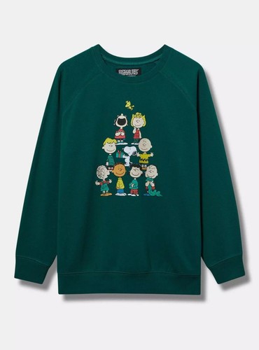 TORRID Peanuts Christmas Sweatshirt Festive Green 2X