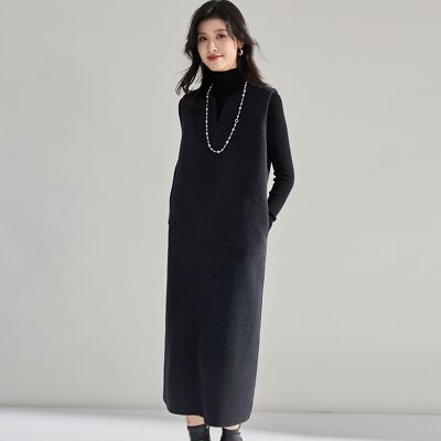Womens Winter Grey Cashmere Wool Dress Straight Loose Sleeveless Long Wool Dress | eBay Womens Winter Grey Cashmere Wool Dress Straight Loose Sleeveless Long Wool Dress | eBay