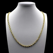 10K Yellow Gold 2.5mm 16" Diamond Cut Rope Chain Link Necklace Mens Womens
