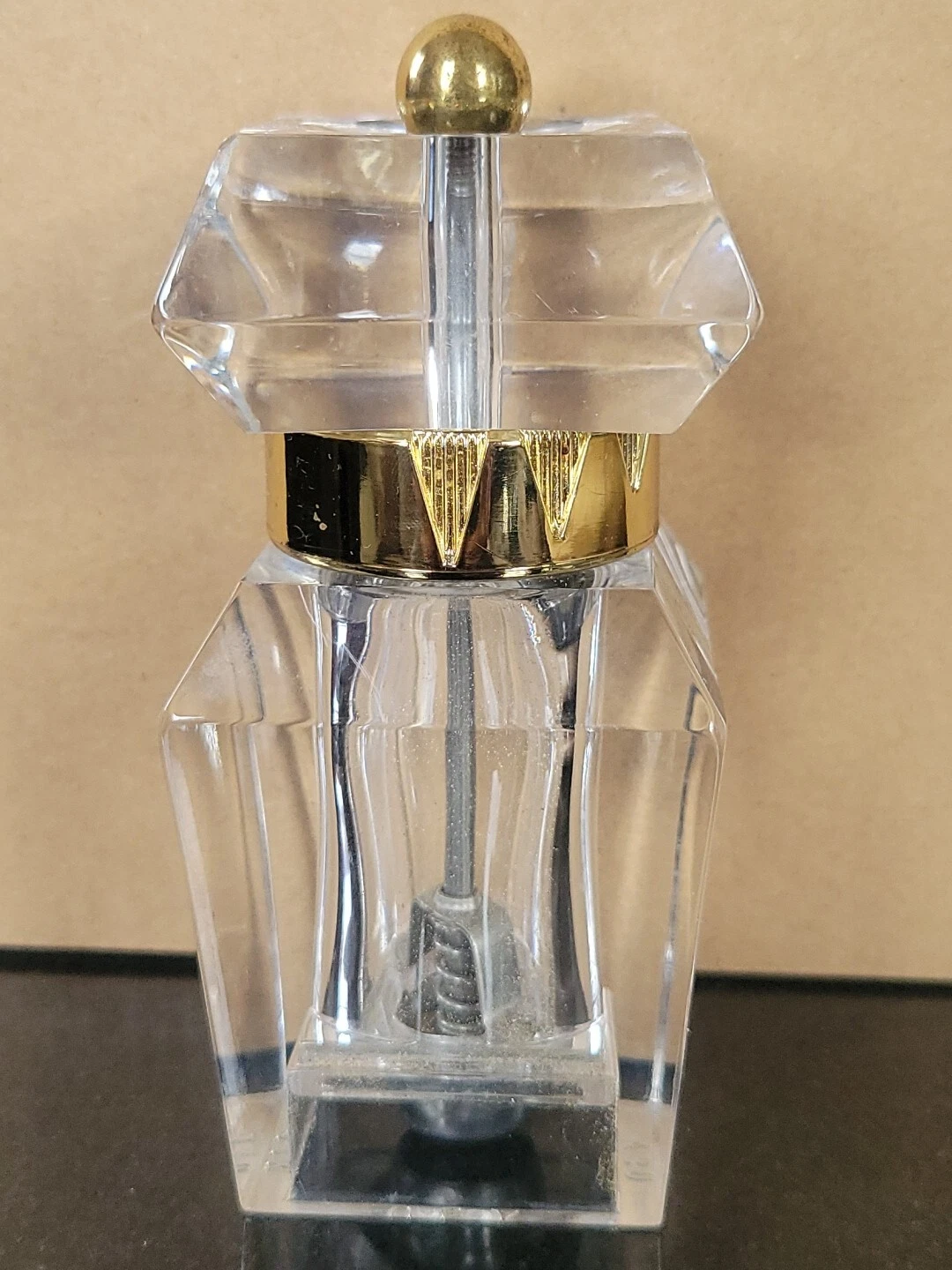 WM Bounds Vtg Pepper Grinder Lucite 4.5" Tall Clear Gold Select Size