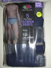 5 Pair Men's Fruit of the Loom Fashion Mid-Rise Briefs - Size 2XL (44-46")