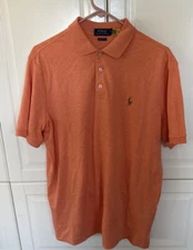 Polo Ralph Lauren Polo Classic Fit Orange Collared Golf Polo Shirt Men's M Logo