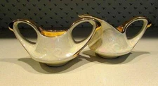 Mid-Century Retro Pearl China Co Pearlized Sugar and Creamer Set 22K Gold
