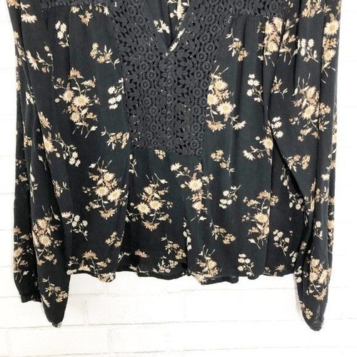 Denim & Supply langärmelige gehäkelte Bluse mit Blumenmuster Damen Größe Medium - Bild 3 von 7