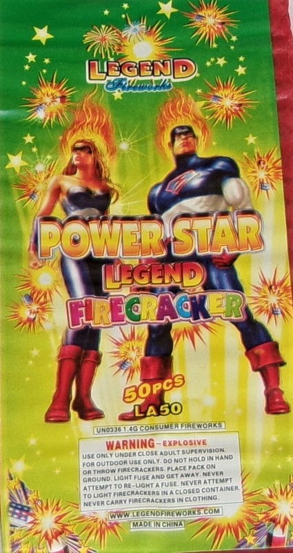 LARGE "POWERSTAR LEGEND" 1  1/2"X50`s FIRECRACKER LABEL IN VERY GOOD CONDITION!!