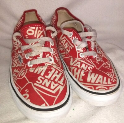 Vans Off The Wall Graphic Logo Red White womens Size