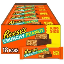 REESE'S Crunchy Peanut Butter King Size Candy Bars Bulk Box 18 Count 57.6 Ounce