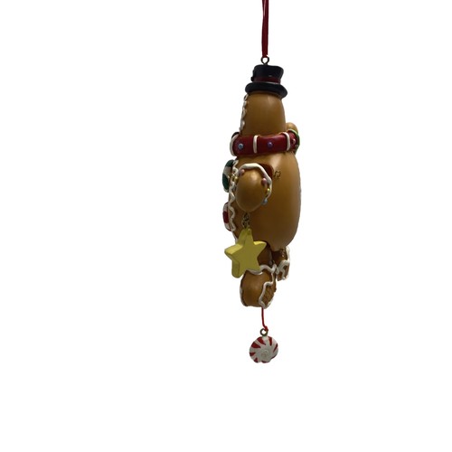 Vintage Chubby Gingerbread Ornament PULL STRING Peppermint Christmas Movable 7” - Picture 10 of 12