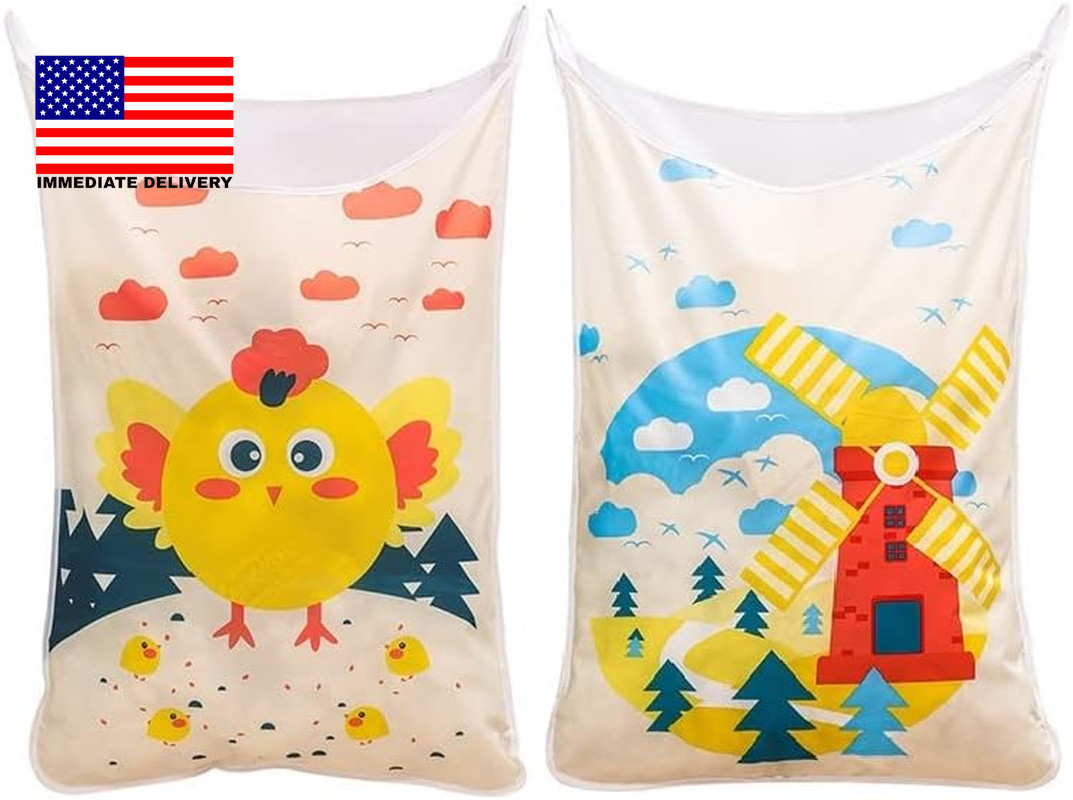 Paquete de 2 cestas de lavandería colgantes - Bolsa de lavandería de viaje duradera que ahorra espacio para niños con