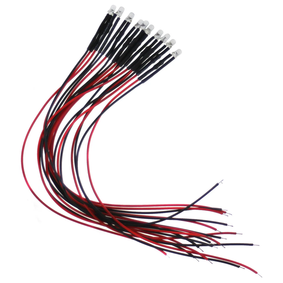 10 x 3mm LED, 12Volt, rot; mit 20cm Kabel u. Vorwiderstand - Bild 4 von 4