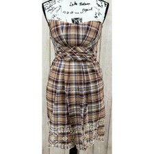 Chelse & Violet Plaid Strapless Dress Size 8 Sweetheart Neckline Tie Waist NWT