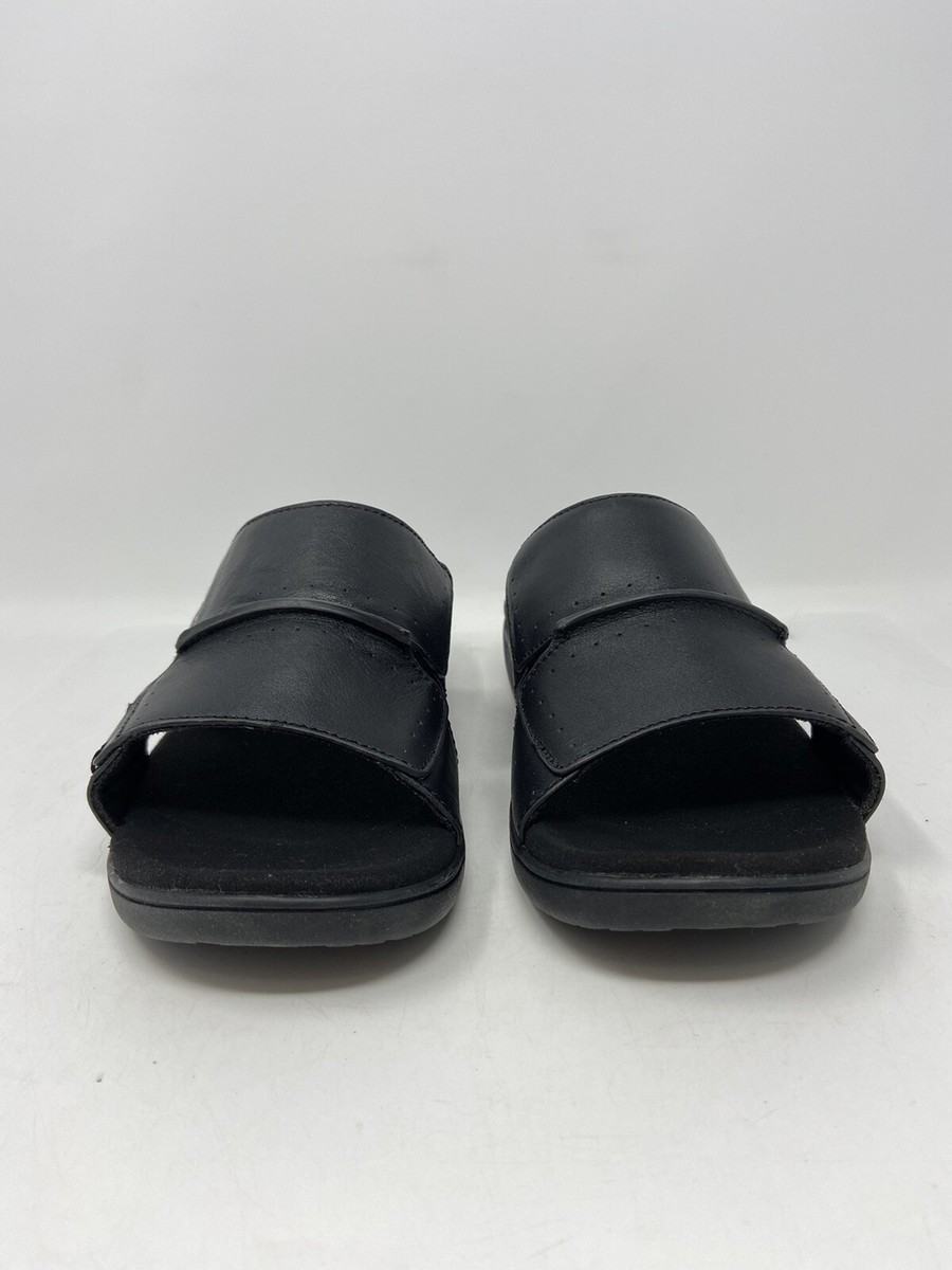 Gravity Defyer Eltal Mens Size 8 GDEFY Leather Slip On Slides Black TB8170L Gravity Defyer Eltal Men's Leather Slide Sandals - Free  main image 3
