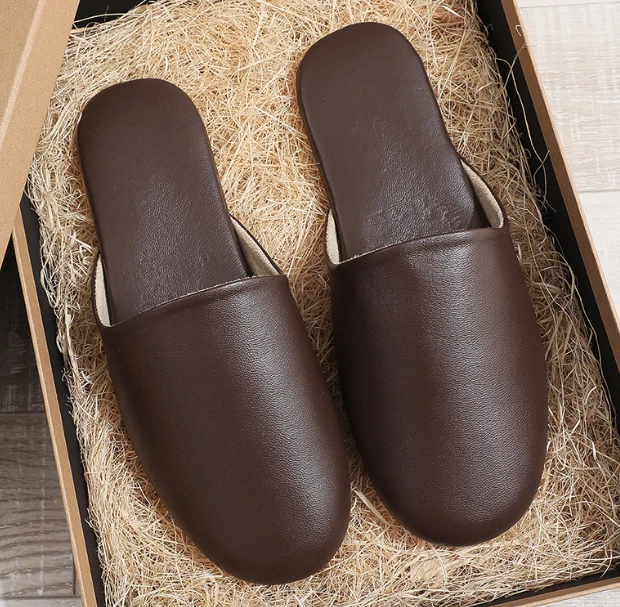 Mens Luxury Indoor/Outdoor Flats Shoes Leather Closed Toes House Slippers - Image 2 of 4
