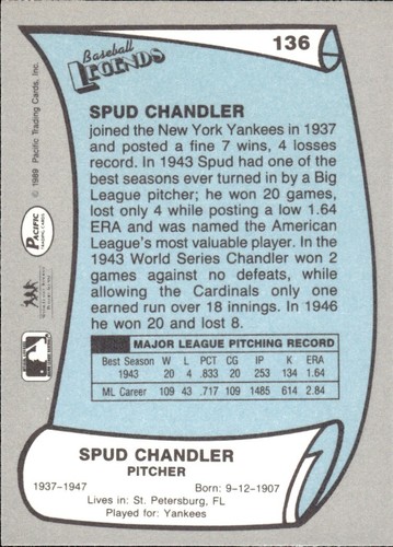 1988 and 1989 Pacific Baseball Legends MLB Set Break #1-#220 — You Choose! - Picture 271 of 441