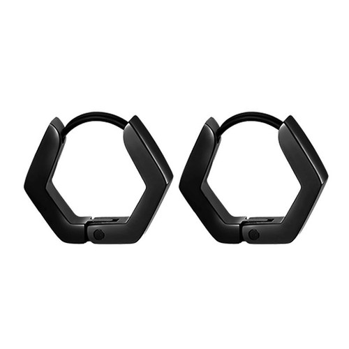 Stainless Steel Stud Earrings - Black Color Multiple Styles Street Pop Hip Hop - Picture 21 of 44