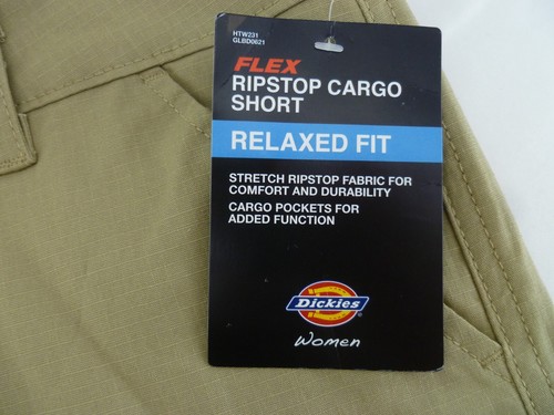 NEW Women's Dickies Ripstop Cargo Shorts 9" Inseam- Size 14/34, Khaki - Picture 2 of 12