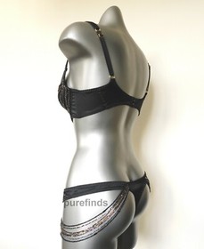 AGENT PROVOCATEUR SOIREE LIDIJA SILK DEMI BRA 34D & THONG SIZE 3 RRP &pound;740 NWT