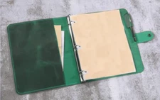 A4 loose leaf Writing note Notebook Retro Diary Notepad cow leather green Q398