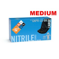 Safety Zone GNPR-MD-BK Black Nitrile Powder Free Gloves 100 Per Box