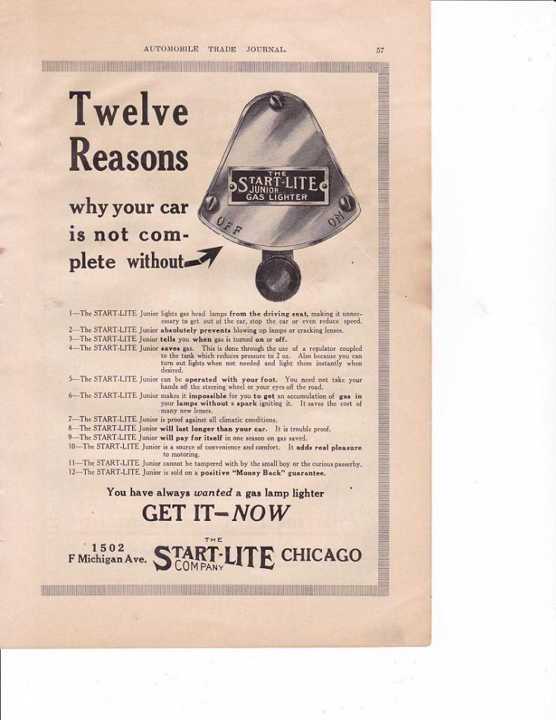 1913 Start-Lite Junior Gas Lighter Print-Ad/ Great Art | eBay