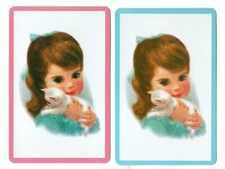 girls & cat vintage swap cards playing card pr