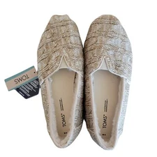 TOMS Ortholite Sahara Chunky Cable Knit Faux Fur Shoes Womens 9W Flexible Unique