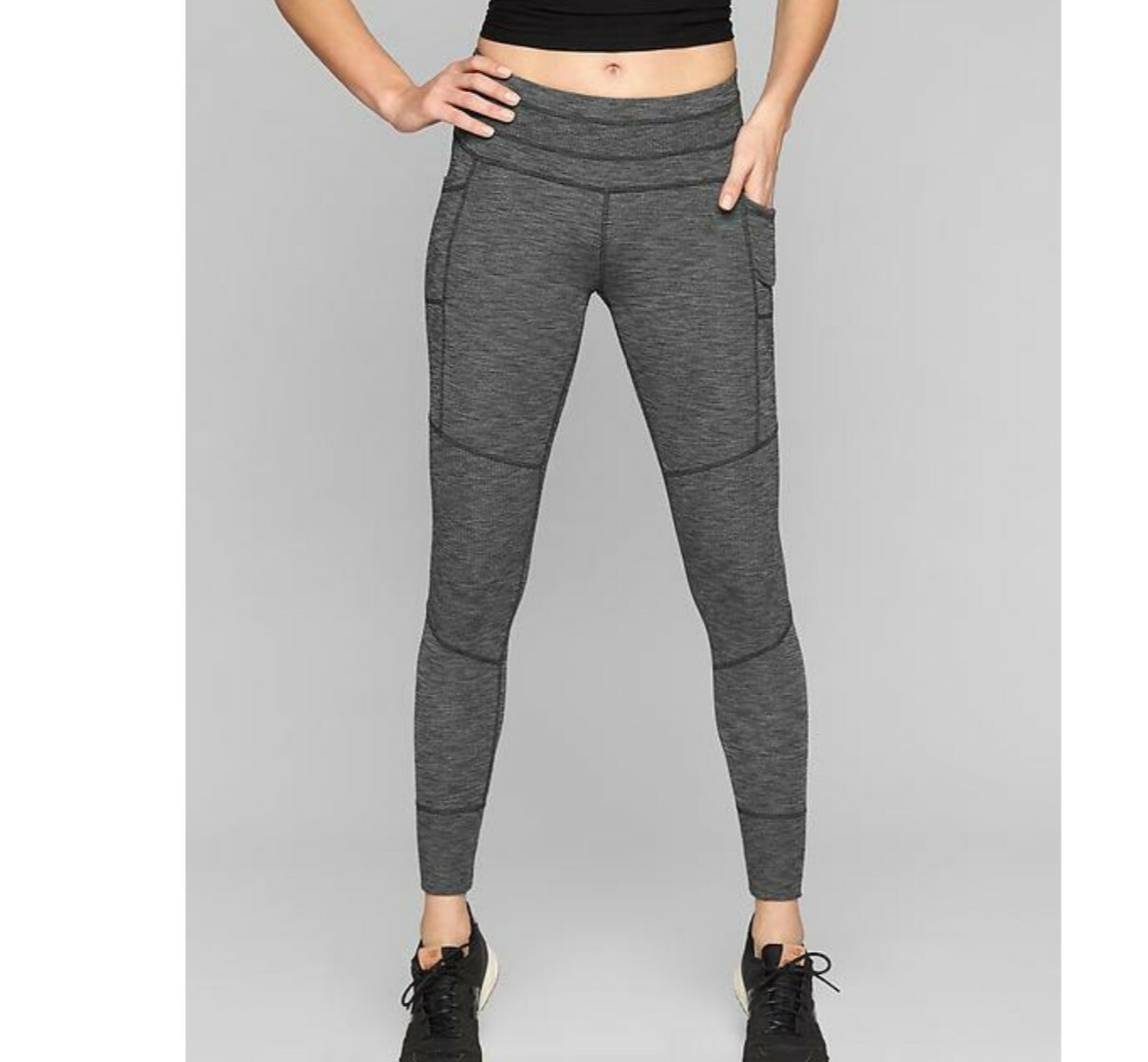 Athleta EXCURSION Heathered Black Gray Tight Legg… - image 1