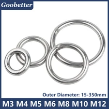 A2 Stainless Steel O Ring Solid Round Rings Welded Buckles Webbing Smooth M3-M12
