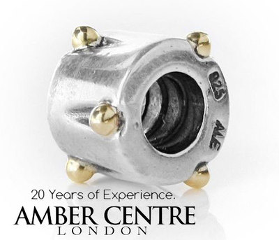 Original Pandora Special einzigartiger Charm - Silber & 14k Gold Punkte Trommel - 790229 UVP £ 70