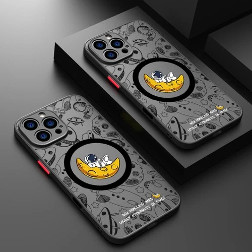 For iPhone 17 16 Pro Max 15 14 13 11 12 Astronaut ShockProof Magnetic Case Cover