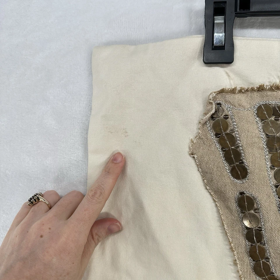 Funda Almohada Pottery Barn Sham 20x20" Crema Nautilus Shell Cuentas Playa Foto 2 de 4